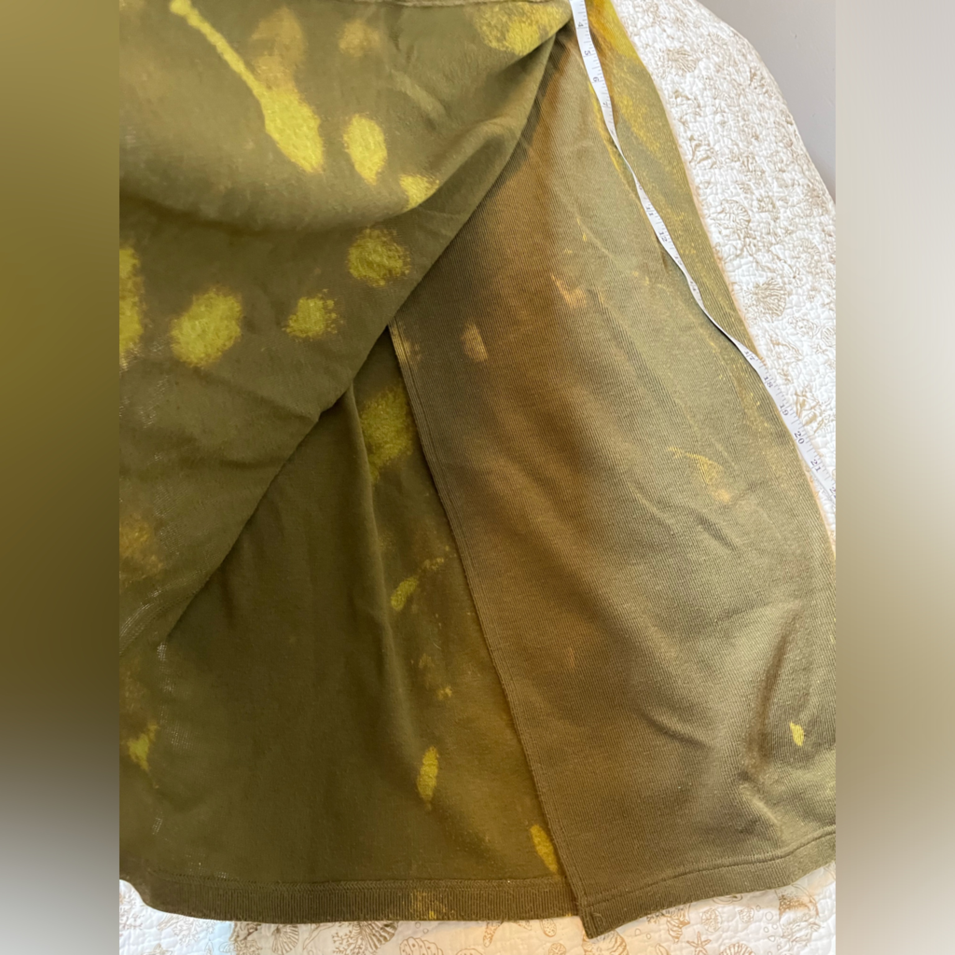 Express Vtg M Pull On Green Bleach Dye Abstract Heart Goblin Grunge Wrap Skirt — image 4 of 6